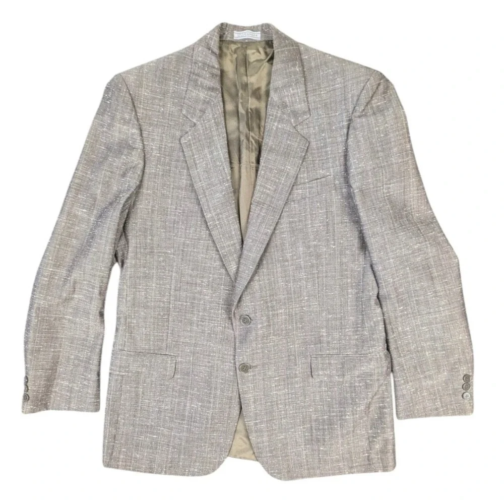 Leishman Mens 41R Wool Blend Blazer Grey Brown Pinstripe Sport Coat Canada